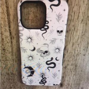 Stylish White Phone Case with Skull and Snake Design